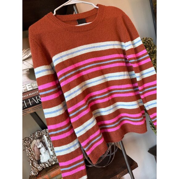 Le Superbe My Crew Cashmere Sweater in Rust Multi Color Womens Size XS - Picture 7 of 10
